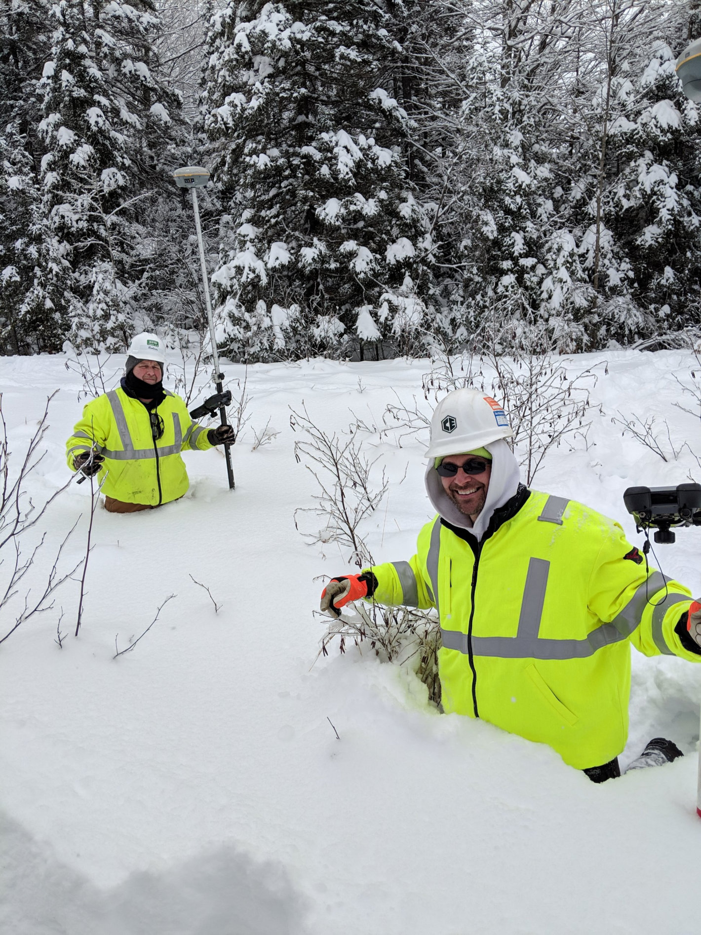 Surveyors in deep snow Surveyors in deep snow